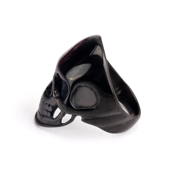 Gothic Punk Stainless Steel Skull Ring for Men - Black - Picture 2 of 3